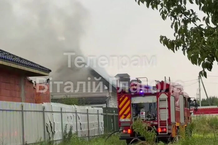 A house in Uzhhorod caught fire after being struck by lightning (video)